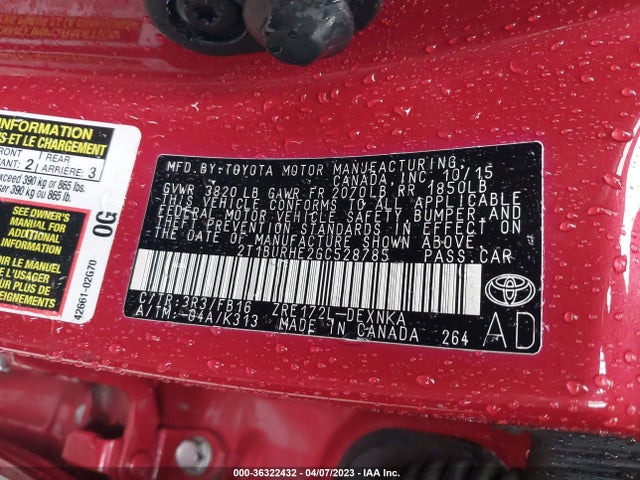 Toyota Corolla L/le/s/s Plus/le Plus 2016 2T1BURHE2GC528785 Image 11