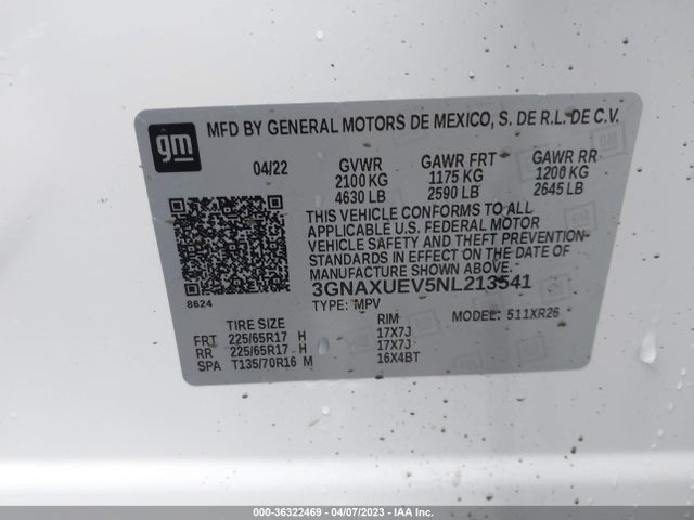 Chevrolet EQUINOX LT 2022 3GNAXUEV5NL213541 Image 9