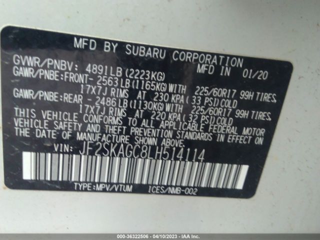 JF2SKAGC8LH514114 Subaru Forester Premium