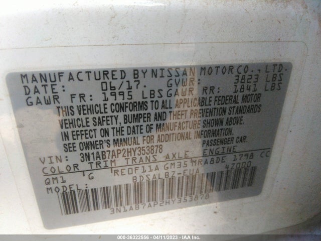 Nissan SENTRA S 2017 3N1AB7AP2HY353878 Image 9