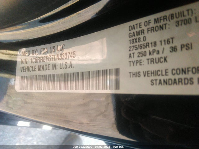 RAM 1500 Big Horn 2020 1C6RREFG7LN333745 Image 11