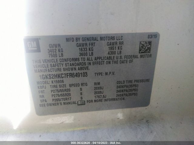 1GKS2HKC7FR649103 GMC Yukon Xl Slt
