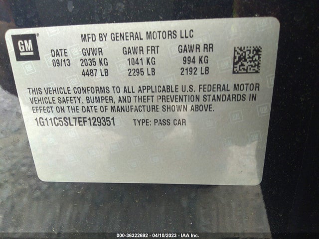 Chevrolet MALIBU LT 2014 1G11C5SL7EF129351 Image 11
