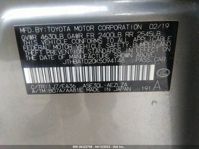 JTHBA1D20K5094148 Lexus Is Is 300