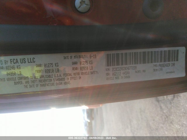 Dodge Challenger Sxt 2019 2C3CDZAG3KH677239 Image 9