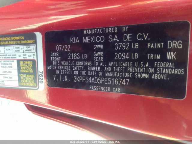 3KPF54AD5PE516747 KIA Forte Gt-line