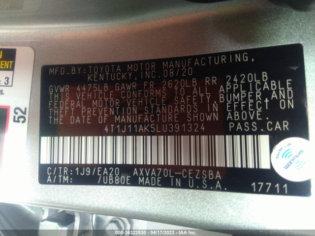 Toyota CAMRY SE 2020 4T1J11AK5LU391324 Image 10