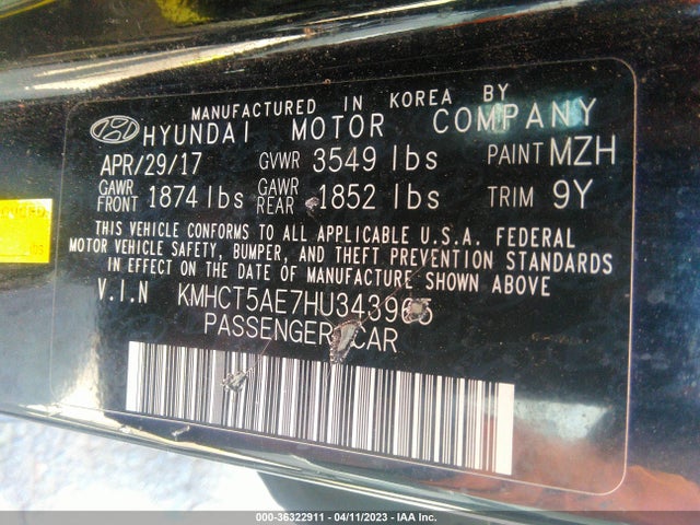 Hyundai ACCENT SE 2017 KMHCT5AE7HU343965 Image 11