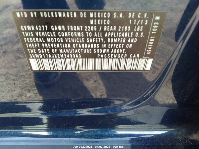 3VWD17AJXEM243363 Volkswagen Jetta Sedan Se