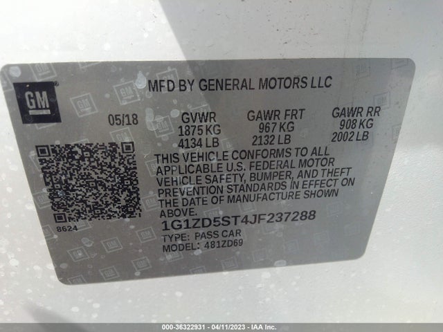 Chevrolet MALIBU LT 2018 1G1ZD5ST4JF237288 Image 10