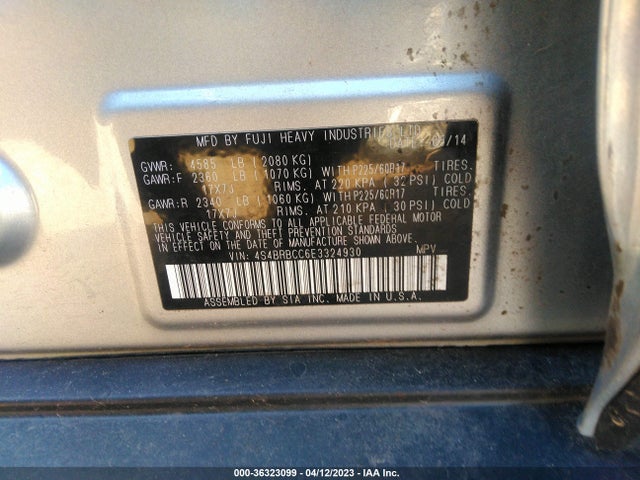 4S4BRBCC6E3324930 Subaru Outback 2.5i Premium