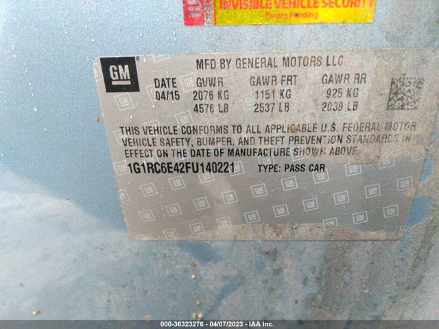 Chevrolet Volt 2015 1G1RC6E42FU140221 Image 11