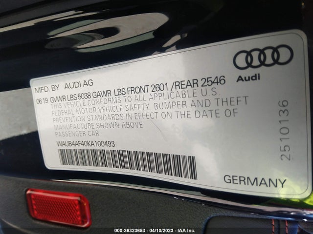 2019 Audi S4, VIN: WAUB4AF40KA100493