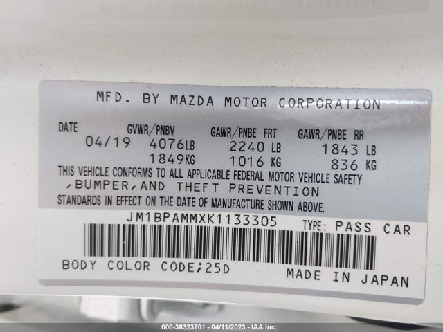 Mazda Mazda3 Hatchback W/preferred Pkg 2019 JM1BPAMMXK1133305 Image 10