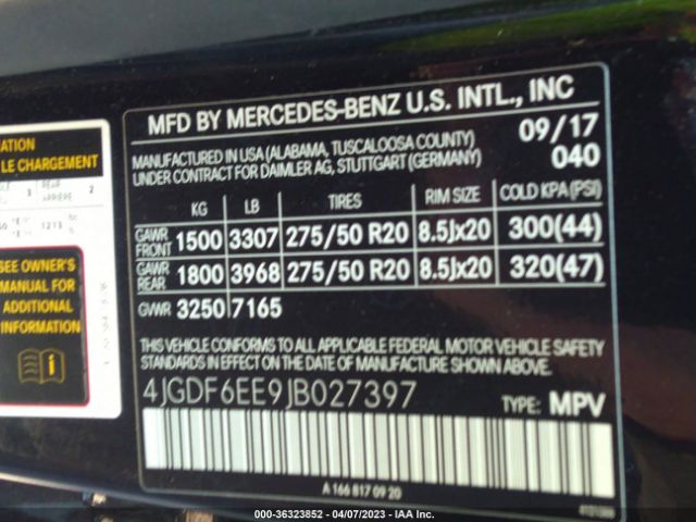 4JGDF6EE9JB027397 Mercedes-Benz Gls Gls 450