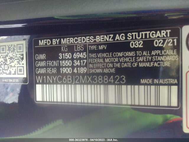2021 Mercedes-Benz G-Class, VIN: W1NYC6BJ2MX388423
