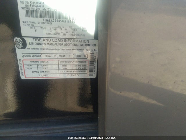 2005 FORD FREESTYLE SEL VIN: 1FMZK02145GA18910