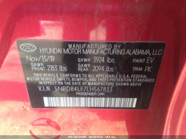 Hyundai ELANTRA SEL 2020 5NPD84LF7LH567833 Image 9