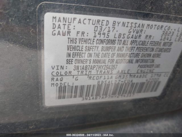 3N1AB7AP7HY294357 Nissan SENTRA SV