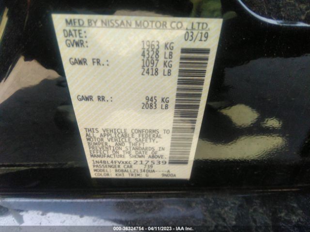 1N4BL4FVXKC217539 Nissan Altima 2.5 Platinum