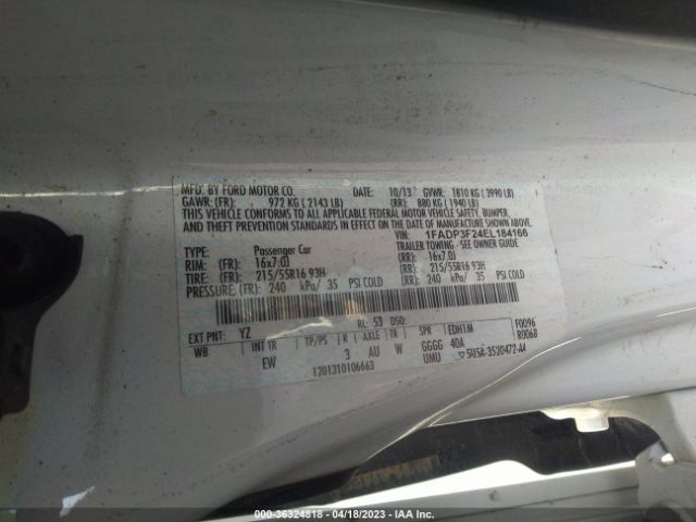 1FADP3F24EL184166 Ford FOCUS SE