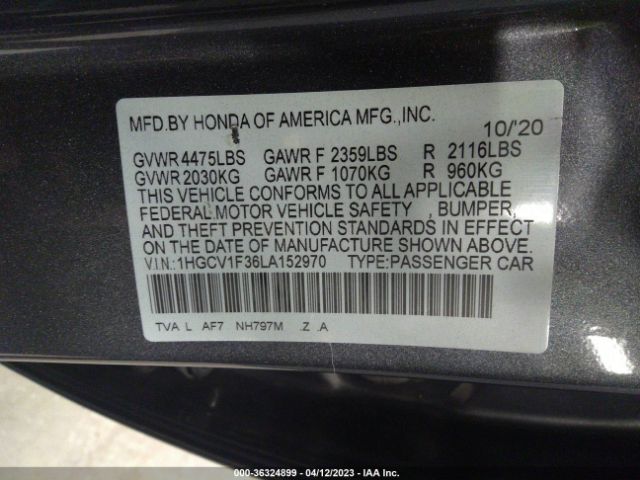 2020 HONDA ACCORD 1HGCV1F36LA152970 Photo 8