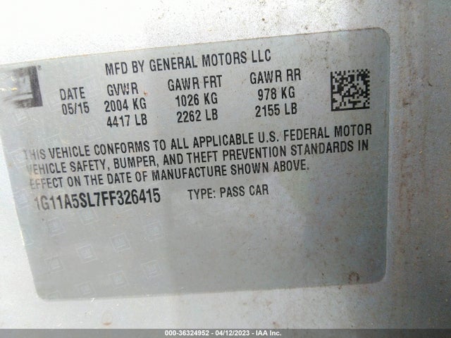Chevrolet MALIBU LS 2015 1G11A5SL7FF326415 Image 10