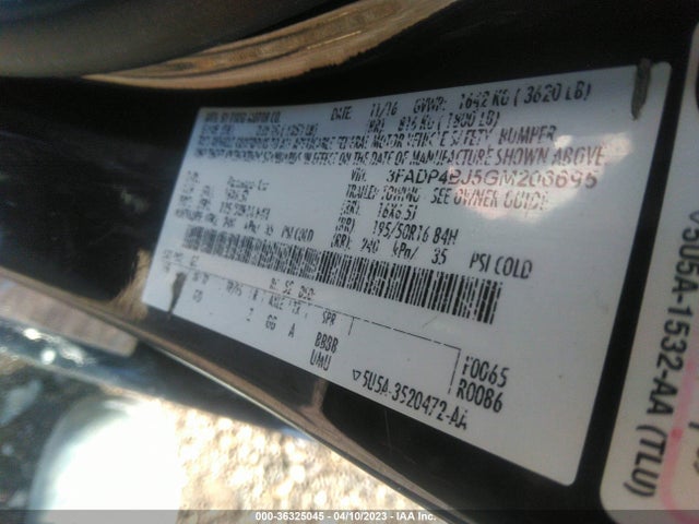 Ford FIESTA SE 2016 3FADP4BJ5GM206695 Image 9