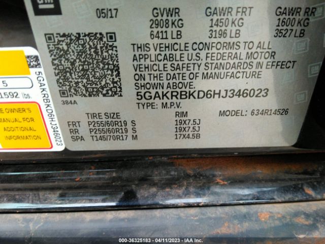 5GAKRBKD6HJ346023 Buick Enclave Leather