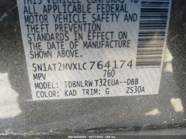 5N1AT2MVXLC764174 Nissan Rogue Sl