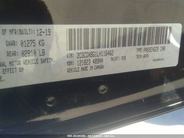 2C3CDXBG1LH116462 Dodge Charger Sxt Rwd