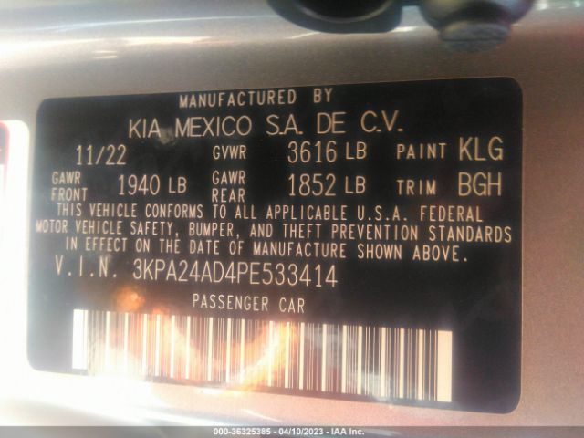 3KPA24AD4PE533414 KIA RIO S