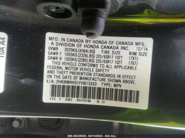 Honda CR-V EX 2015 2HKRM4H51FH615333 Image 11