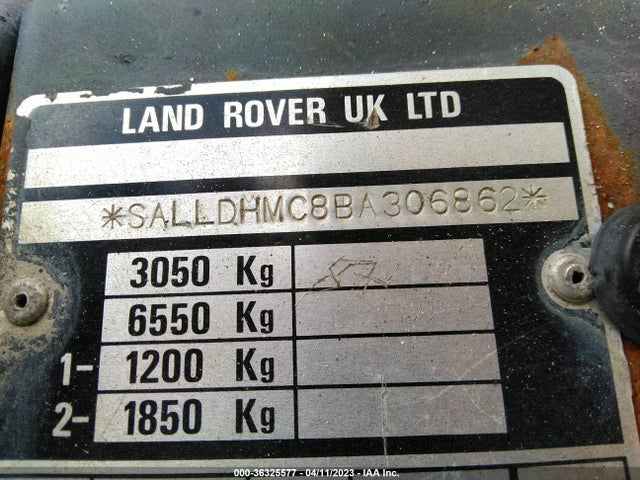 1987 LAND ROVER LAND ROVER VIN: SALLDHMC8BA306862