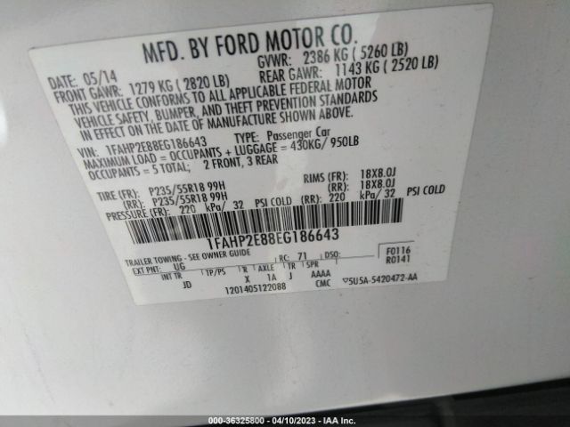 1FAHP2E88EG186643 Ford TAURUS SEL