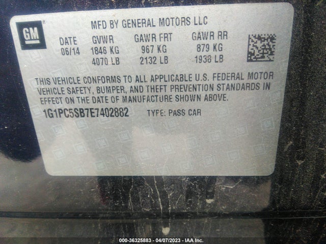 Chevrolet Cruze 1lt 2014 1G1PC5SB7E7402882 Image 9