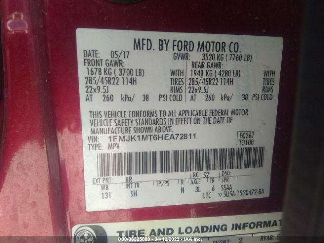 1FMJK1MT6HEA72811 Ford Expedition El Platinum