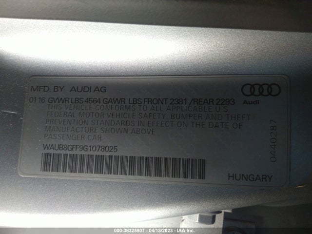 WAUB8GFF9G1078025 Audi A3 2.0t Premium