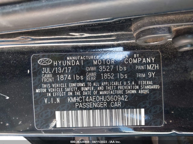 Hyundai ACCENT SE 2017 KMHCT4AE0HU360942 Image 9