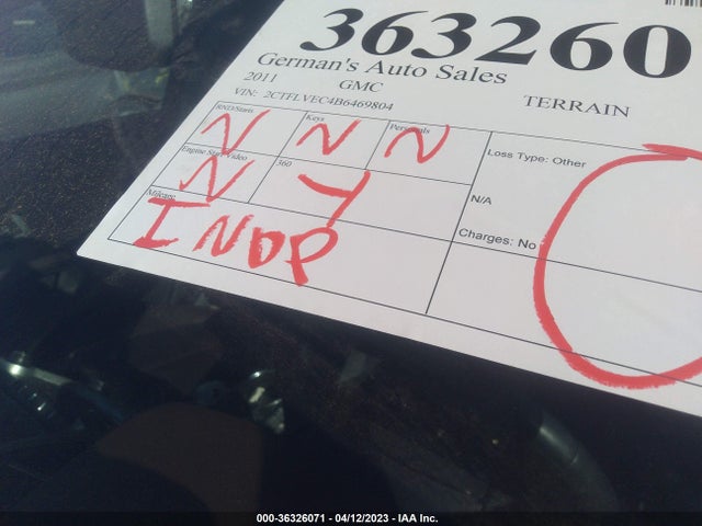 2011 GMC TERRAIN SLT-1 VIN: 2CTFLVEC4B6469804