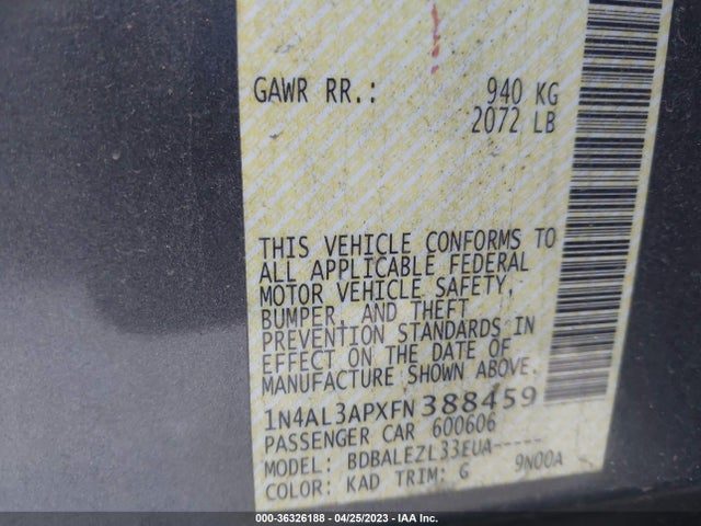 Nissan ALTIMA 2.5 2015 1N4AL3APXFN388459 Image 10