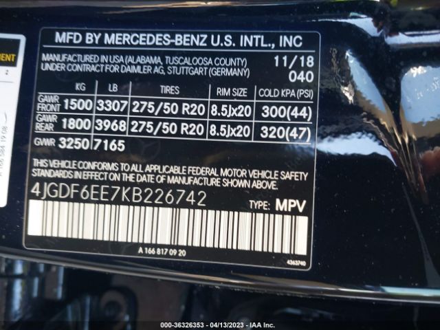 4JGDF6EE7KB226742 Mercedes-Benz Gls Gls 450