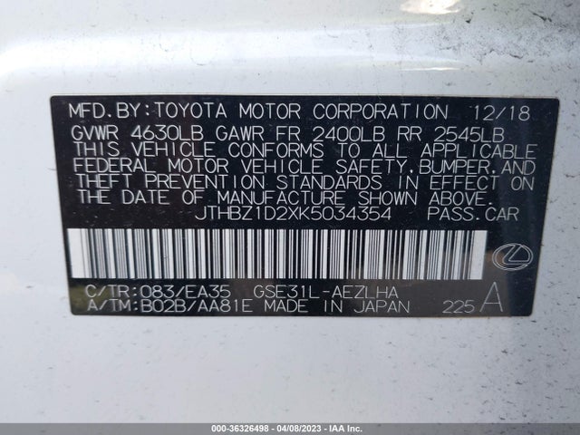 JTHBZ1D2XK5034354 Lexus Is Is 350