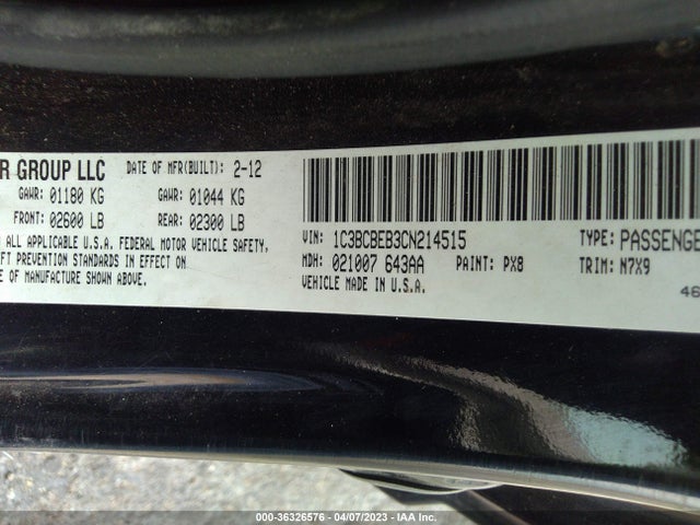 2012 CHRYSLER 200 TOURING VIN: 1C3BCBEB3CN214515