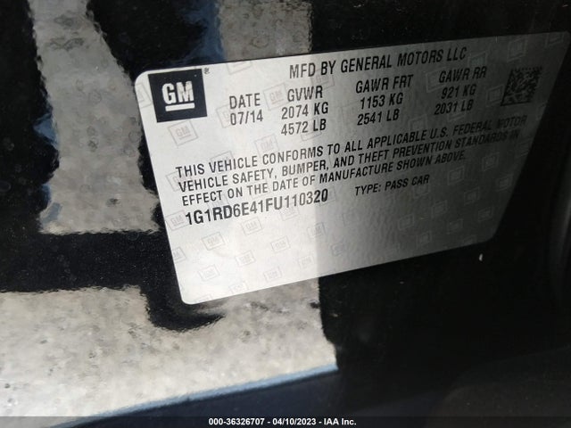 Chevrolet Volt 2015 1G1RD6E41FU110320 Image 11