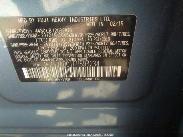 JF2SJADC1FH593234 Subaru Forester 2.5i Premium
