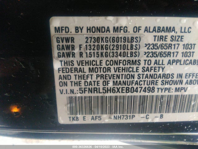 Honda Odyssey Ex-l 2014 5FNRL5H6XEB047498 Image 9