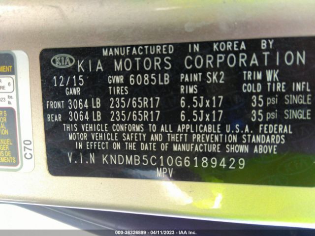 KNDMB5C10G6189429 KIA SEDONA LX