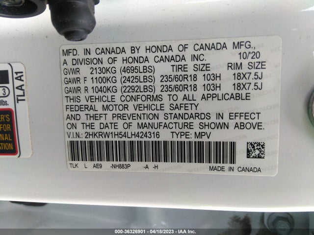 Honda CR-V EX 2020 2HKRW1H54LH424316 Image 9