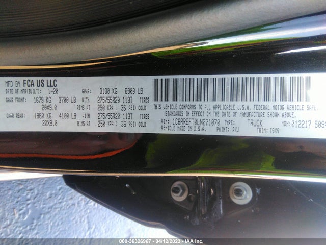 RAM 1500 Big Horn 2020 1C6RREFT0LN271070 Image 9